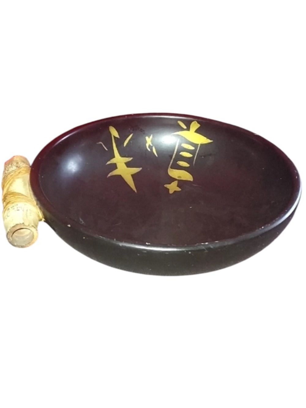 VINTAGE K La Moyne Ebonyte Bowl with Bamboo Handle